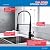WEWE Faucet for Kitchen Sink, Kitchen Faucets Black Stainless Steel Commercial Spring Kitchen Faucet with Pull Down Sprayer with WEWE Drinking Water Faucet, Matte Black