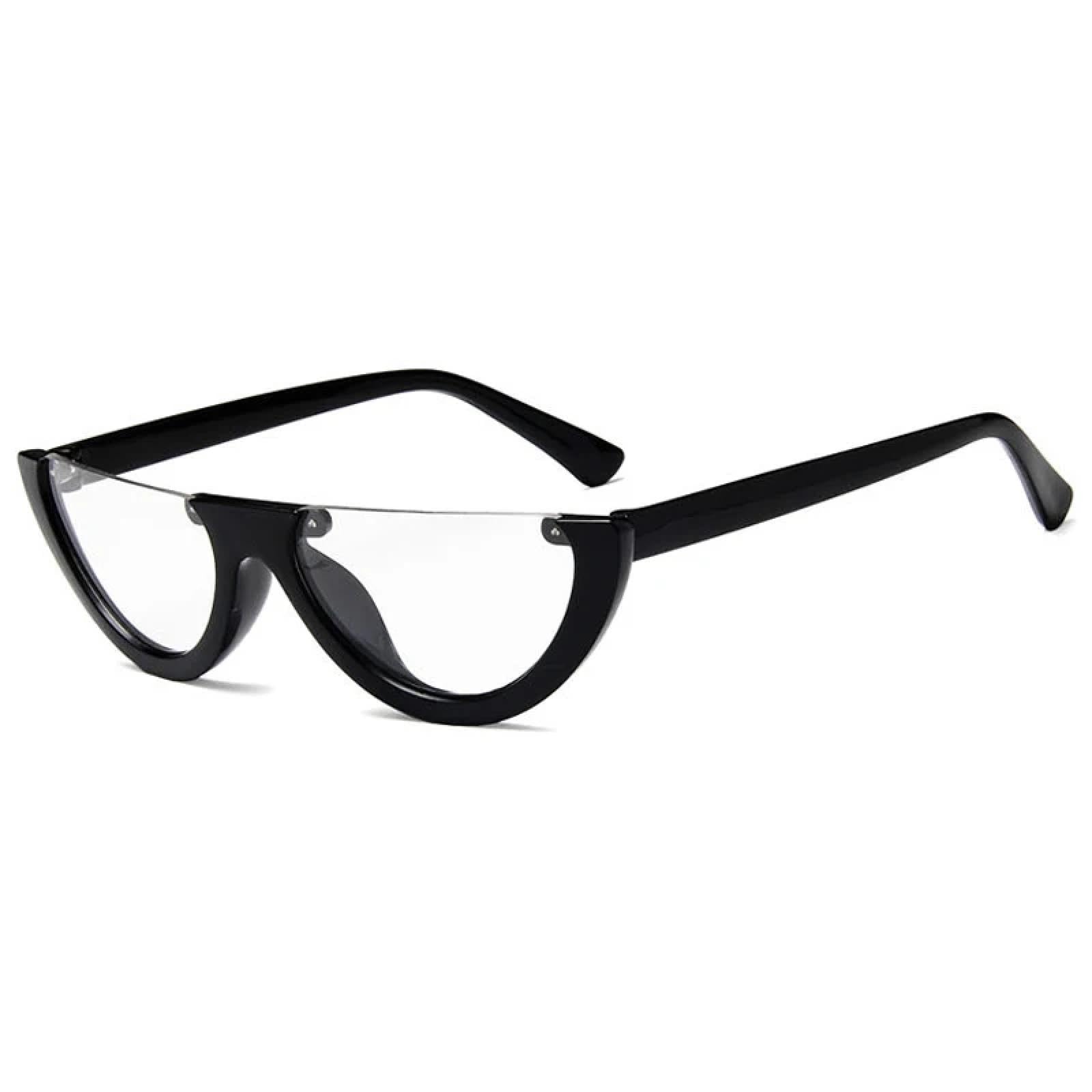 XYXZYX Fashion Sunglasses Women Vintage Cat Eye Punk Men Shades Eyewear Retro Street Photography Party Eyeglasses Uv400(Black Clear)