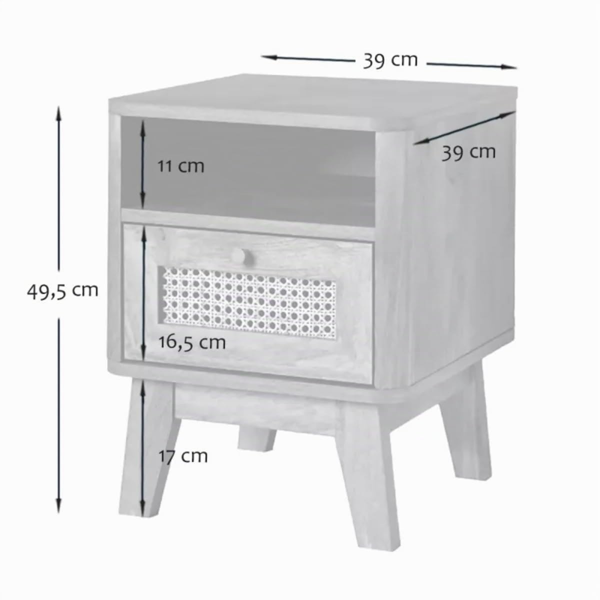 Calicosy - Chevet 1 Tiroir Façade Rotin et 1 Niche L39 cm - PALMO