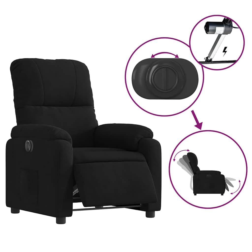 Sillón de relax con ayuda eléctrica para levantarse, tejido de microfibra, respaldo ajustable de 135 grados, bolsillo lateral y para personas de hasta 110 kg