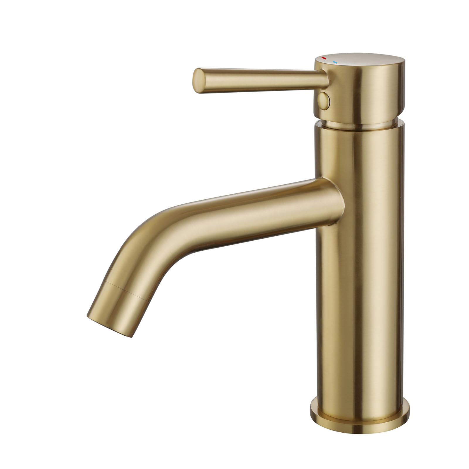 Robinet de lavabo eau froide mitigeur or brossé cuivre double trou - 7