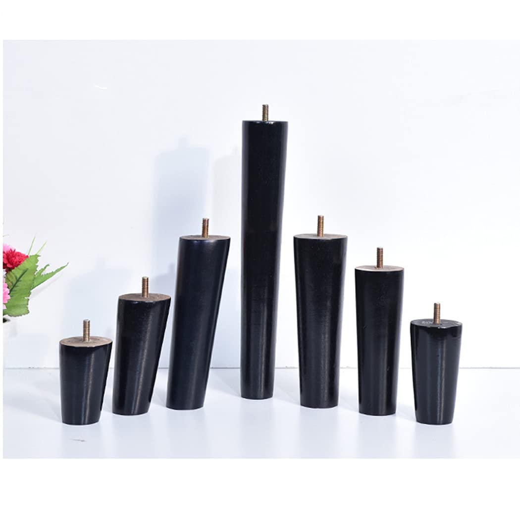 Gambe per mobili in Legno massello ad Angolo retto, coniche, M8, di Ricambio per Divano, Poltrona, Mobile TV, Tavolo da Pranzo, Sedia, Nere, 4 Pezzi (15 cm)