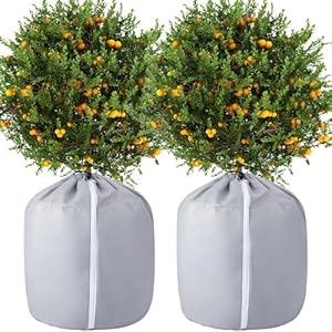 Tlswshsy 2 Pack Plant Winter Protection Pot – 27.6″ x 25.6″ Flower Pot Protection Bag – Anti-Frost Winter Pot Plant Cover with Drawstring and Zipper for Winter Outdoor Fruit Trees Potted Plants Shrubs