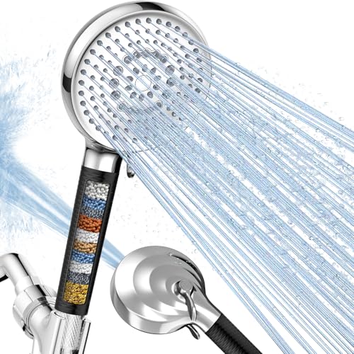 Filtered Shower Head with Handheld, 9 Spray Setting Shower head w...