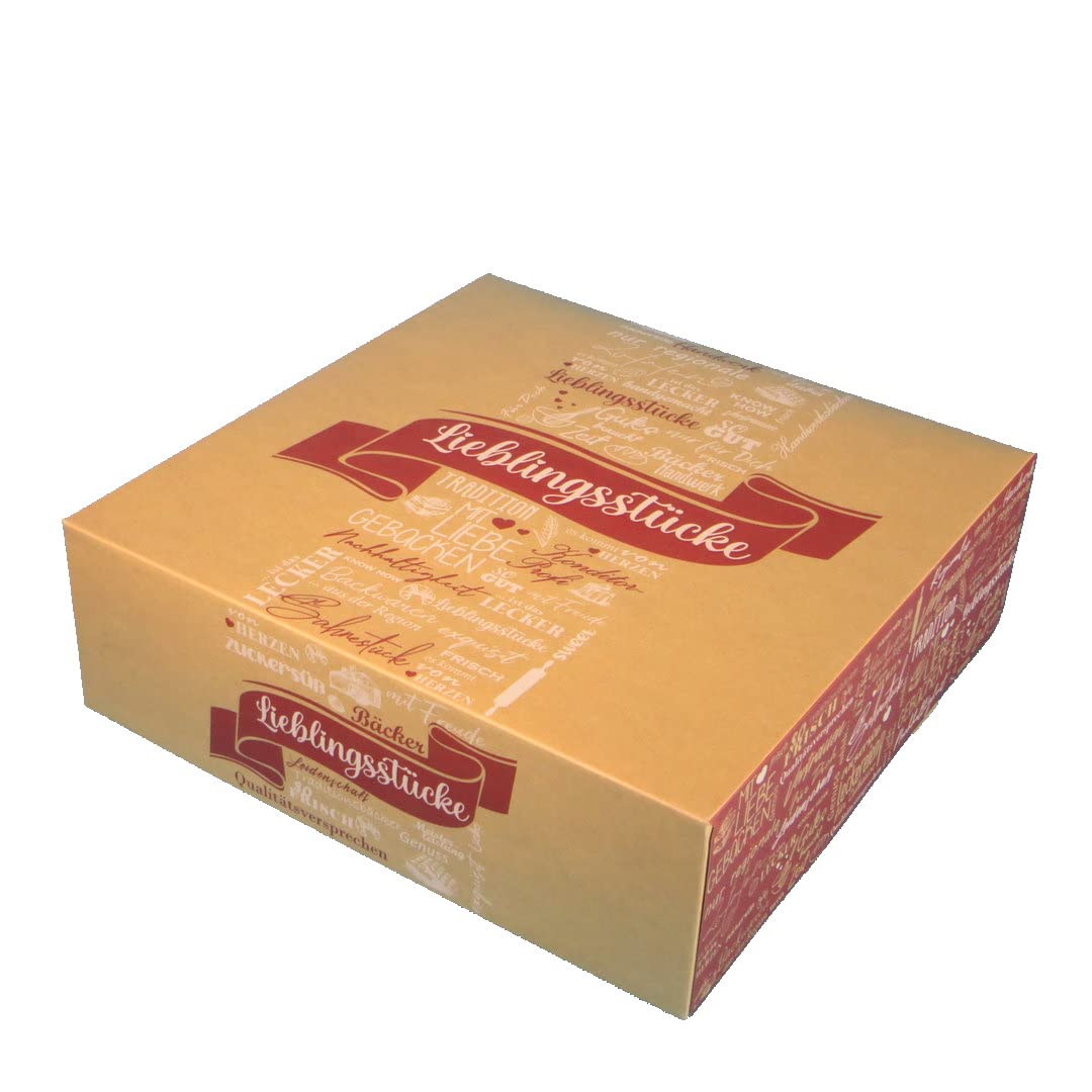 Pro DP 50 scatole di cartone per torte e pasticcini, colore marrone, a tenuta grassa, 34 x 34 x 11 cm, con VerpG in D