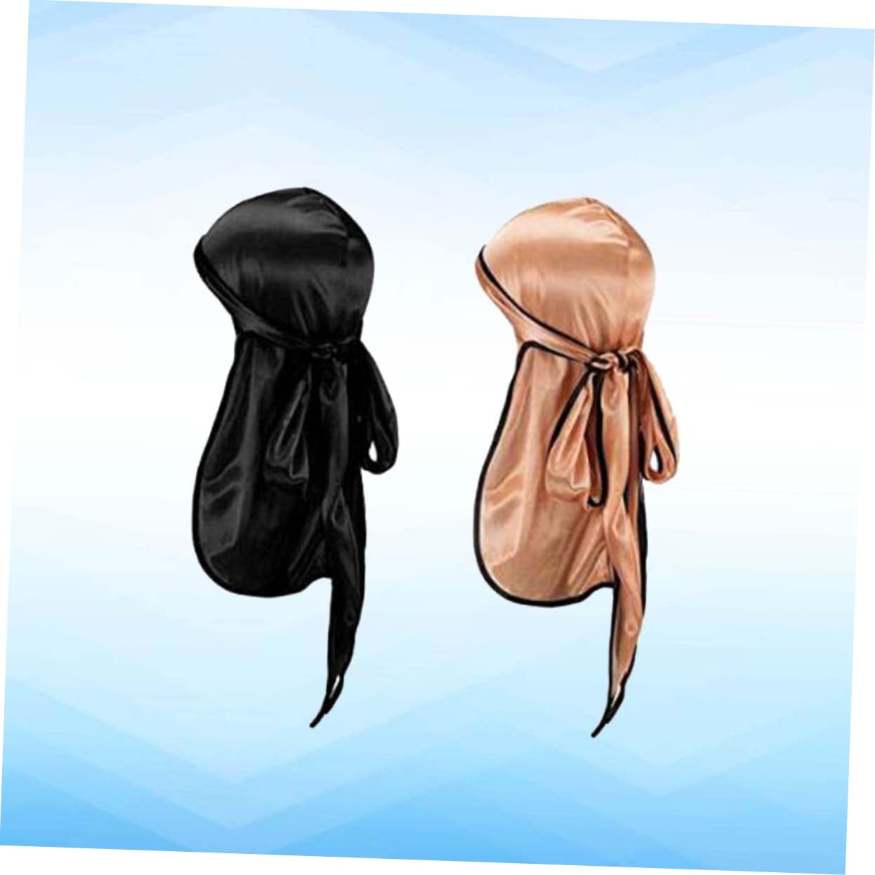 6piezas Turbantes De Satén Para Mujer Con Larga y Diseño Elegante Gorro Pirata Para Actividades Al Aire Negro Con Bordes Rosa Dorado