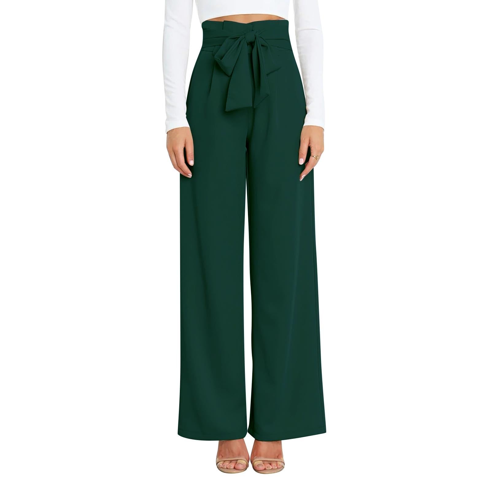 Dress Pants Women High Waisted Straight Leg Wide Leg Dress Pants Business Casual Trousers with Removable Belt Pant