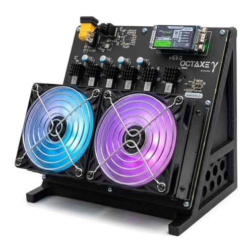 NerdOCTAXE Rev3.1 12TH/s Solo Bitcoin Miner - 240W Energy Efficient Home Mining Rig, 4000RPM High-Speed RGB Fan for Superior Cooling, Complete Plug & Play Kit (US Plug)