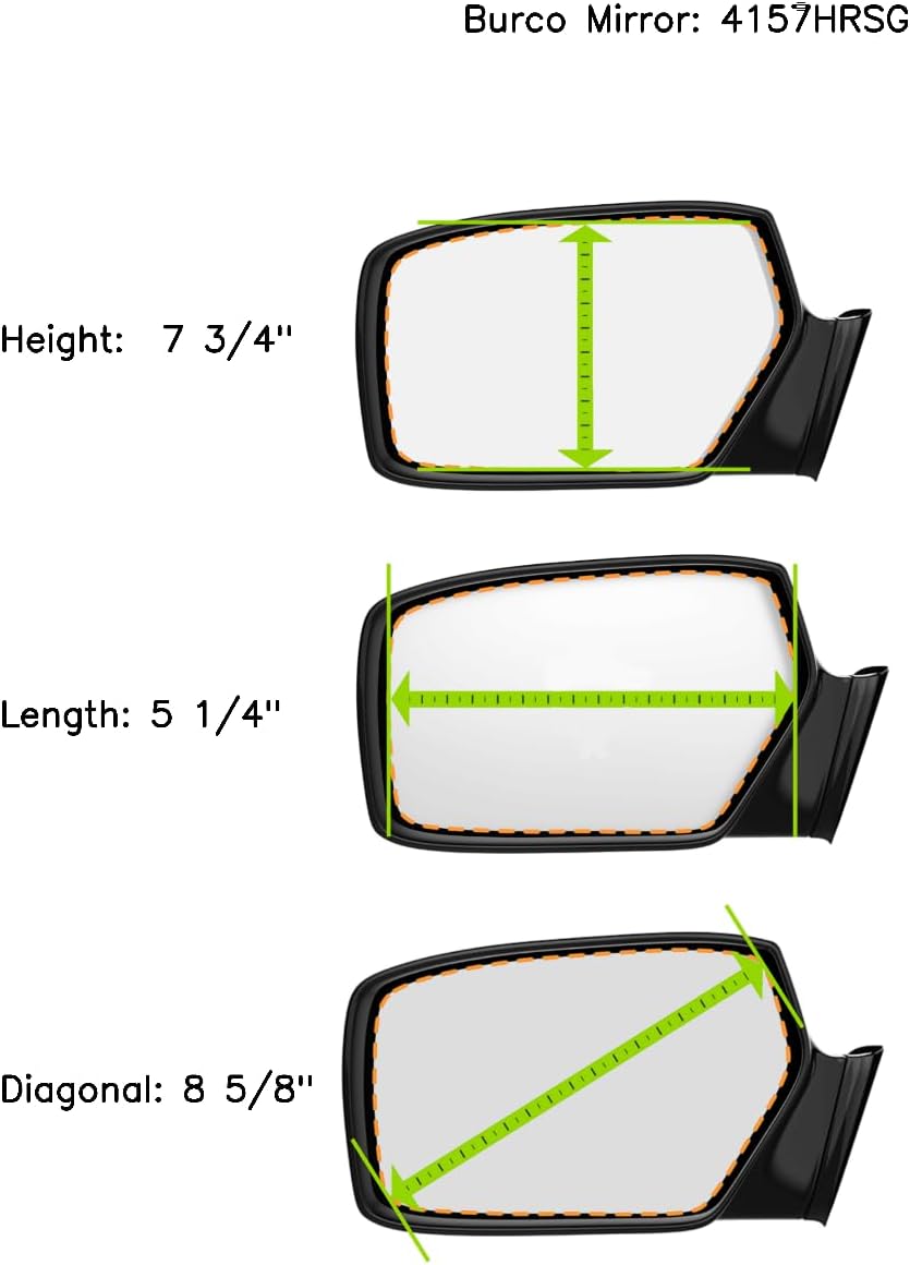 Fits 07-12 Santa Fe Heated Driver Side Mirror with Rear Mounting Bracket