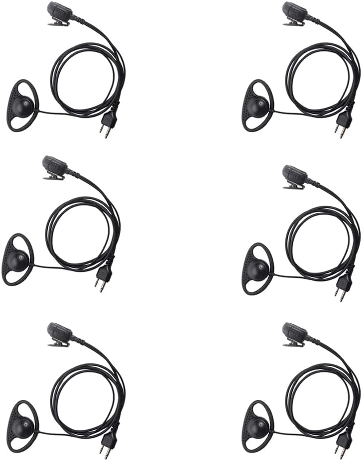 6 Pack Walkie Talkie Earpiece for Midland with Mic Security D Shape Headsets for GXT1000VP4 LXT600VP3 GXT1050VP4 GXT1000XB