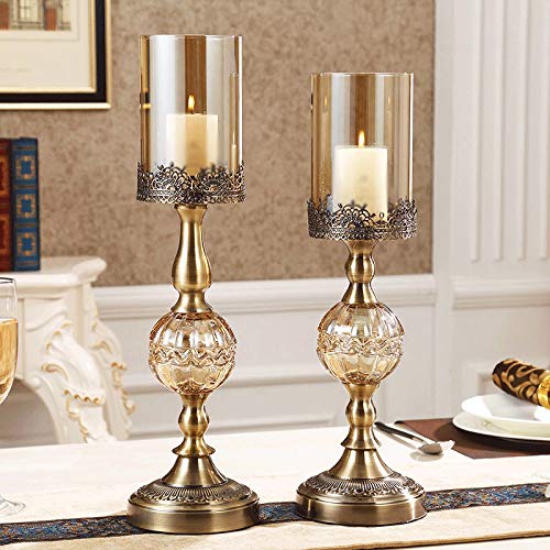 Acquire Glass And Metal Gold Plated Candlestick Wedding Candlestick Decoration Home Center Table Decoration (Size : 43Cm+47Cm) #TOP2