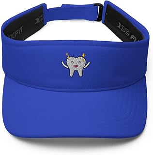 Smiling Tooth hat, Embroidered Unisex Visor hat, Funny Dentist Student Gifts, Dentist, Dental Hygienist, Dental Assistant hat. Royal