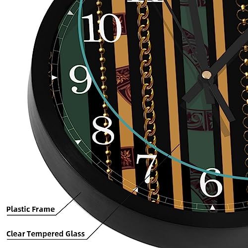 Horloge murale silencieuse à quartz et sans tic-tac avec design élégant à rayures