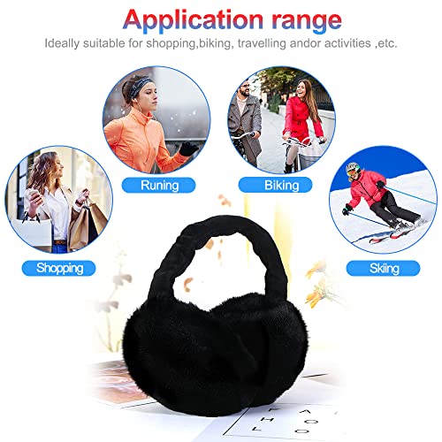 omitium Ohrenwärmer, Winter Ohrenwärmer Faltbare Verstellbarer Plüsch Earmuffs Bequemer weicher für den Winter Reiten Warme Ohrenschützer für Damen und Herren (Schwarz)