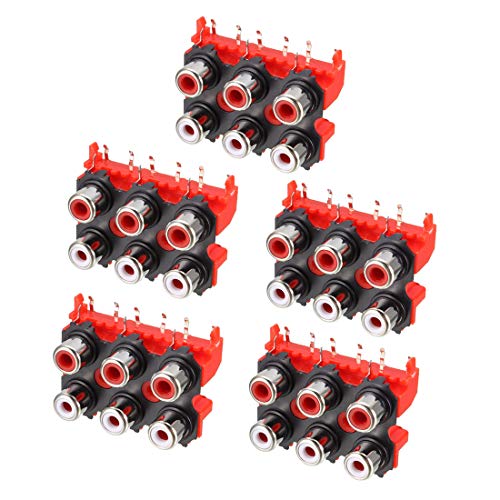 Connecteur RCA femelle pour CI bloc de 6 prises rouge audio