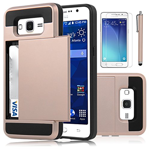 Galaxy Grand Prime Case, EC [Shockproof][Drop Protection] Hybrid Dual Layer Slim Wallet Case with Card Slot Holder Hard Shell Cover for Samsung Galaxy Grand Prime G530 (Beige)
