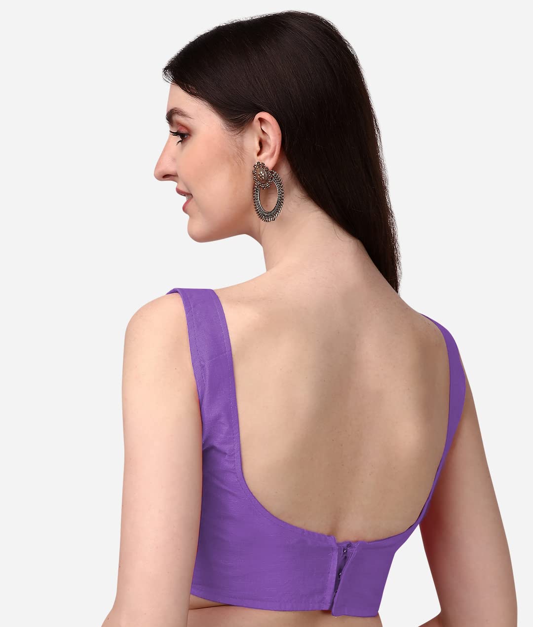 Vihu Fashion Plain Sleeveless Pattern Readymade Blouse U Neck Choli (Lavender, 32)