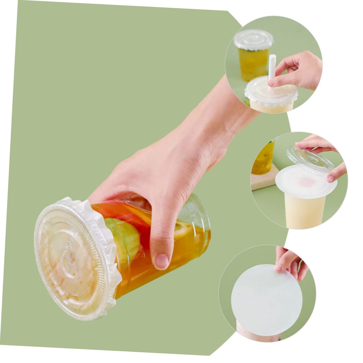 Garneck 200 Pcs Round Paper Film Hot Cold Resistant Sealing Film for Bottles Easy to Use Cup Sealer