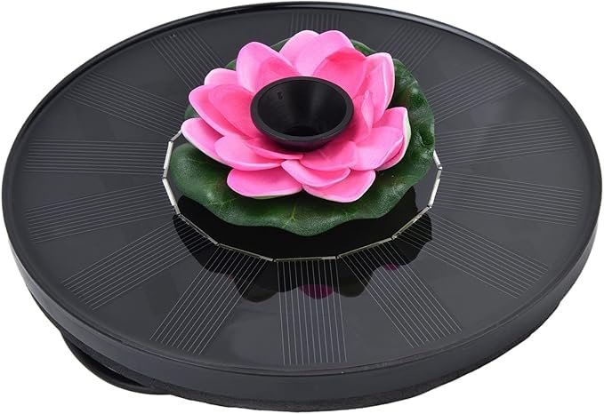 Homehop Solar Waterfall Fountain for Home,Garden Lotus Flower Shaped Floating Brushless Water Pump for Aquarium, Fish Pond, Garden, Outdoor Decor (Pink 8 Nozzles-ABS)