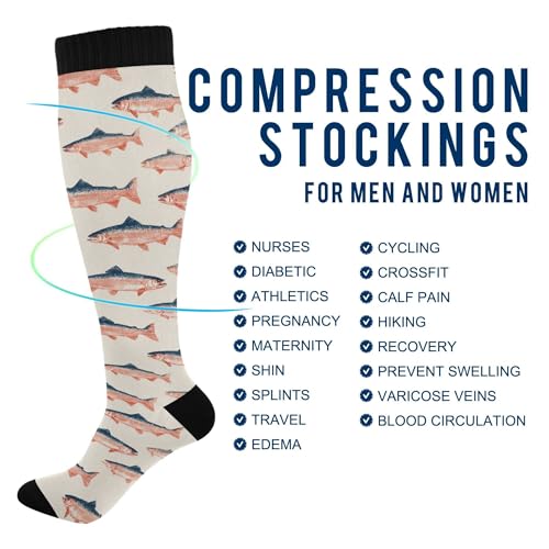 Image of Fisyme Socks for Women Men, Warm Comfort Athletic Crew Running Hiking Cycling Compression Socks