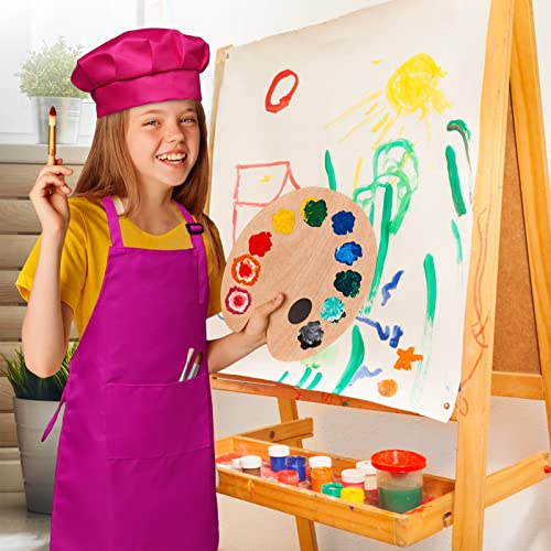 Yarachel Kids Apron And Chef Hat Set - 8 Pieces Waterproof And Adjustable Child Aprons With Pockets Kitchen Bib Aprons For Boys And Girls Kitchen Cooking Baking Painting (Medium, Color 2) #TOP7