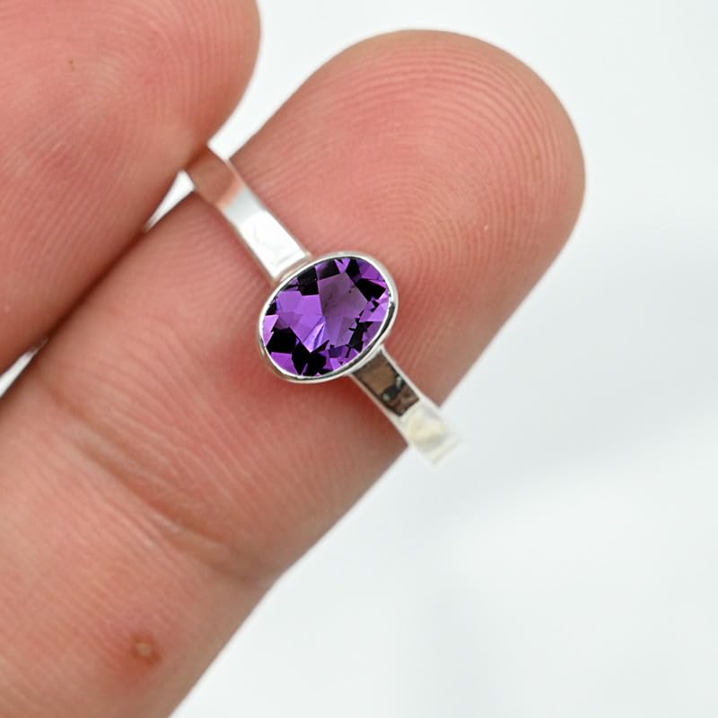 Gemme per uomo e donna, tutte le misure, argento Sterling 925, elegante, fatto a mano, articolo da regalo, gioielli TSR108AA, 51 (16.2), metallo prezioso Gemma, Ametista