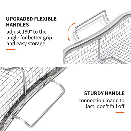 Air Fryer Basket For Oven, Stainless Steel Air Fryer Tray, Non-Stick Mesh Basket Set, Oven Air Fryer Basket Wire Rack Roasting Basket, 2 Piece Set #TOP4