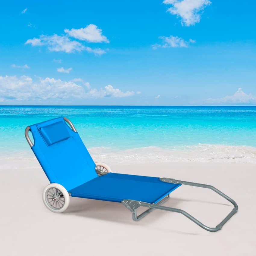 Produce Shop Lettino Spiaggia Mare Portatile Acciaio con Ruote brandina Banana - Azzurro