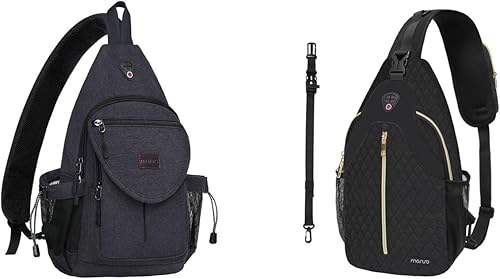 MOSISO Mochila de lona y rombos acolchados con bolsillo frontal vertical y correa extraíble, bolsa de pecho de un hombro, gris espacial y negro