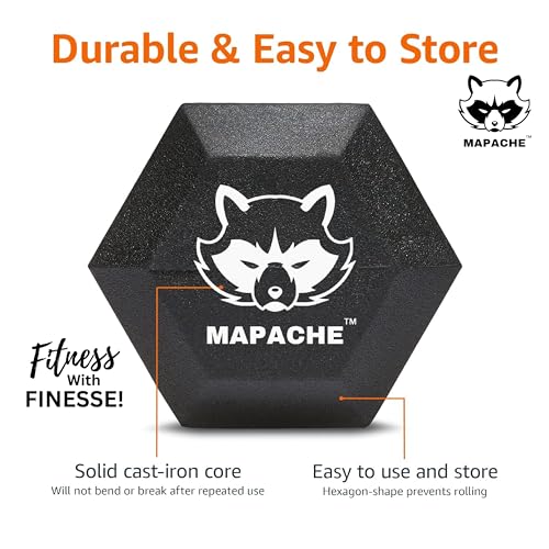 Image of Mapache Dumbbells Set for Home Gym, 10 kg Dumbbells Set of 2, Fitness Gym Dumbbell set for Home Workout, Anti-Skid Rubber Dumbbell Set, Weights for Workout (12.5Kg Pair)