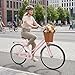 Goplus Beach Cruiser Bike for Women, 24/26 Inch Commuter Bicycle w/Basket, Rear Rack, Bell, Low Step Through Frame, Adjustable Seat, City Bike for Teens, Adults, Ladies, Female (Pink,26 Inch)