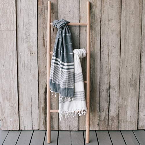 Sandstone & Sage Blanket-Ladder | Hand Made Natural 5ft Decorative Wooden Ladder Shelf | Boho Farmhouse Decor to Use for Quilt Rack | No Assembly Required | Sustainable Wood
