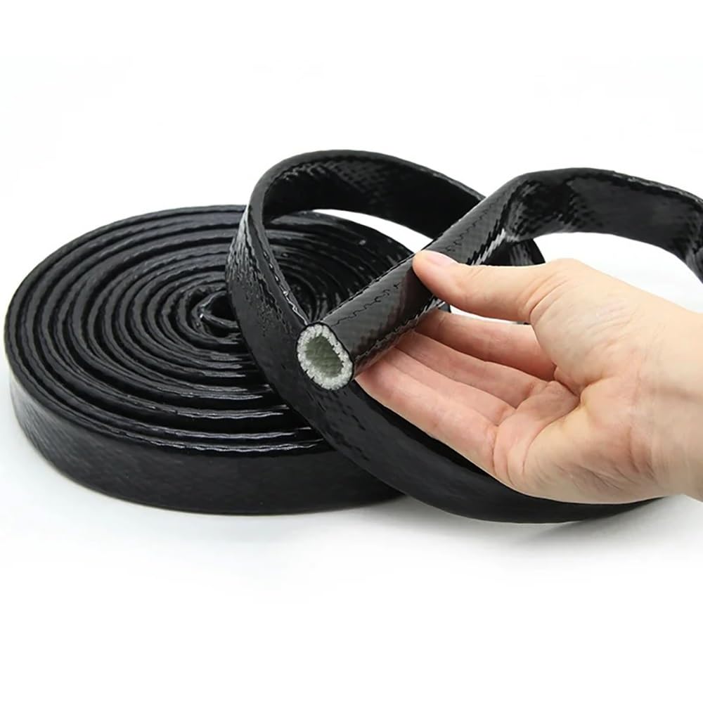 Ognioodporny rękaw z włókna szklanego o wysokiej temperaturze 1M - pokryty silikonem, odporny na ciepło do 300°C, trudnopalny, 1 szt.(Black,20mm)