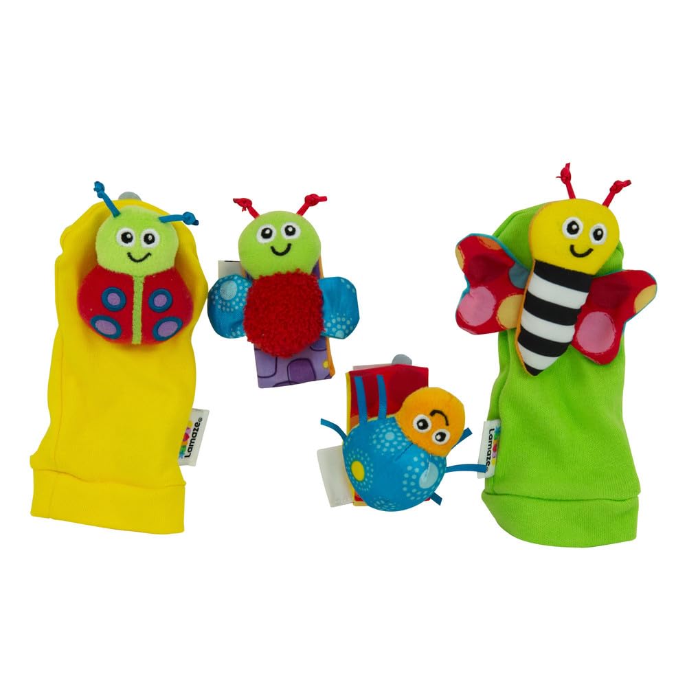 LAMAZE Gardenbug Wrist Baby Rattle Toy Baby Gift Set, Cute Foot Finder Baby Toy with Sensory Stimulation, Suitable for Boys & Girls From 0-6 Months, Styles May Vary LC27634