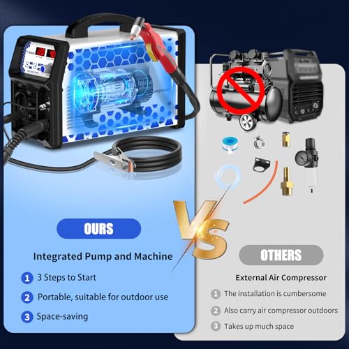 Image of Reboot Plasma Cutter With Built In Air Compressor | 40A 120V 110V Built In Air Pump Cutting Machine, 3 /8 In Clean Cut, 3 /5 In Max Cut, Include Roller Guide