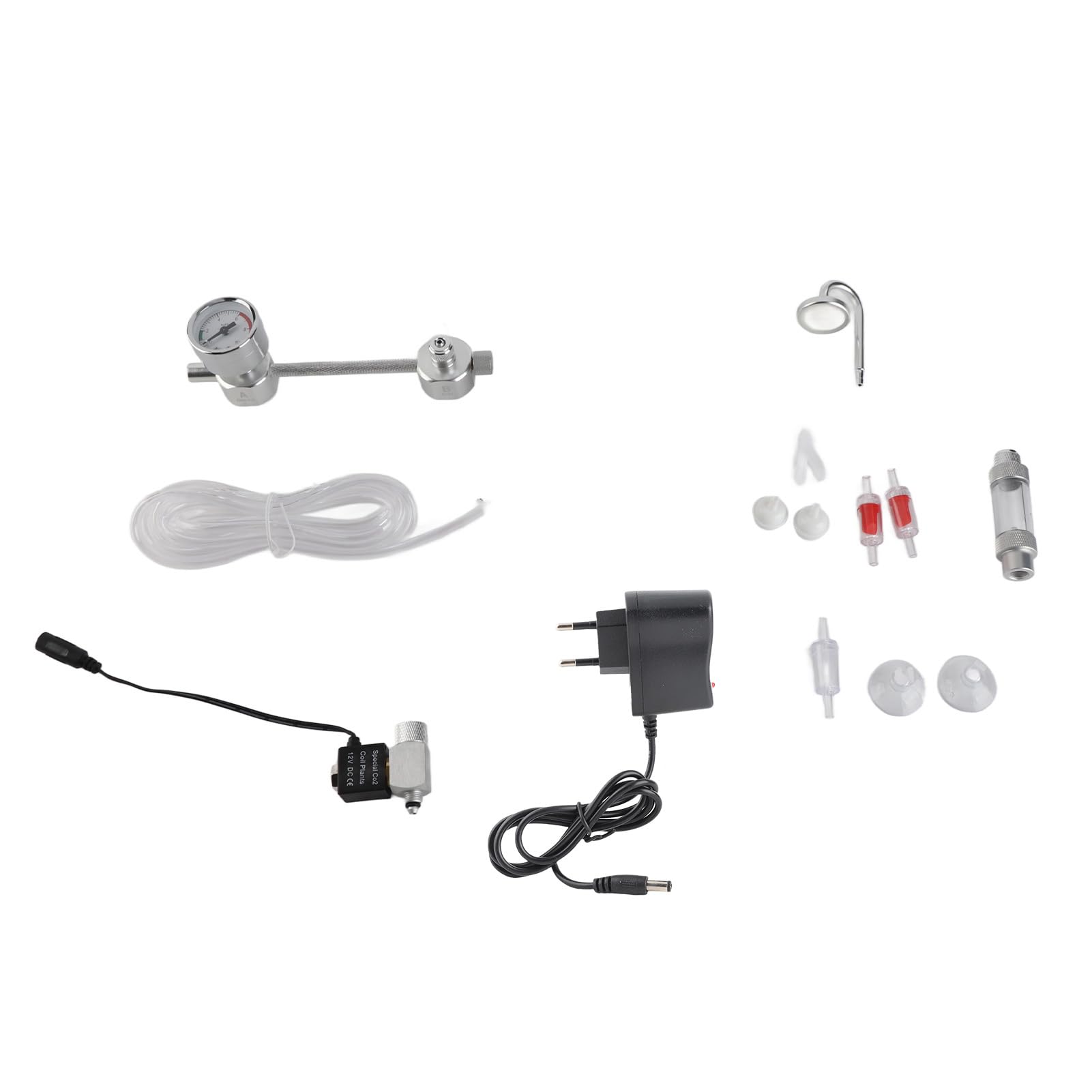 Kavolet Kit co2 Aquarium, Kit de système de générateur de CO2, Système de générateur de CO2 avec électrovanne, Kit de réacteur de dioxyde de Carbone pour Plantes Aquarium, Diffuseur de Bulles