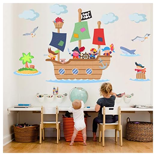 StarStick - Gran barco pirata 100x55 cm- Vinilos infantiles - T1 - Pequeño