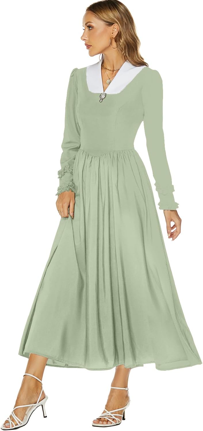 Abaowedding Colonial Dress for Women Pioneer Costume Modest Prairie Colonial Civil War Dress - Image 7