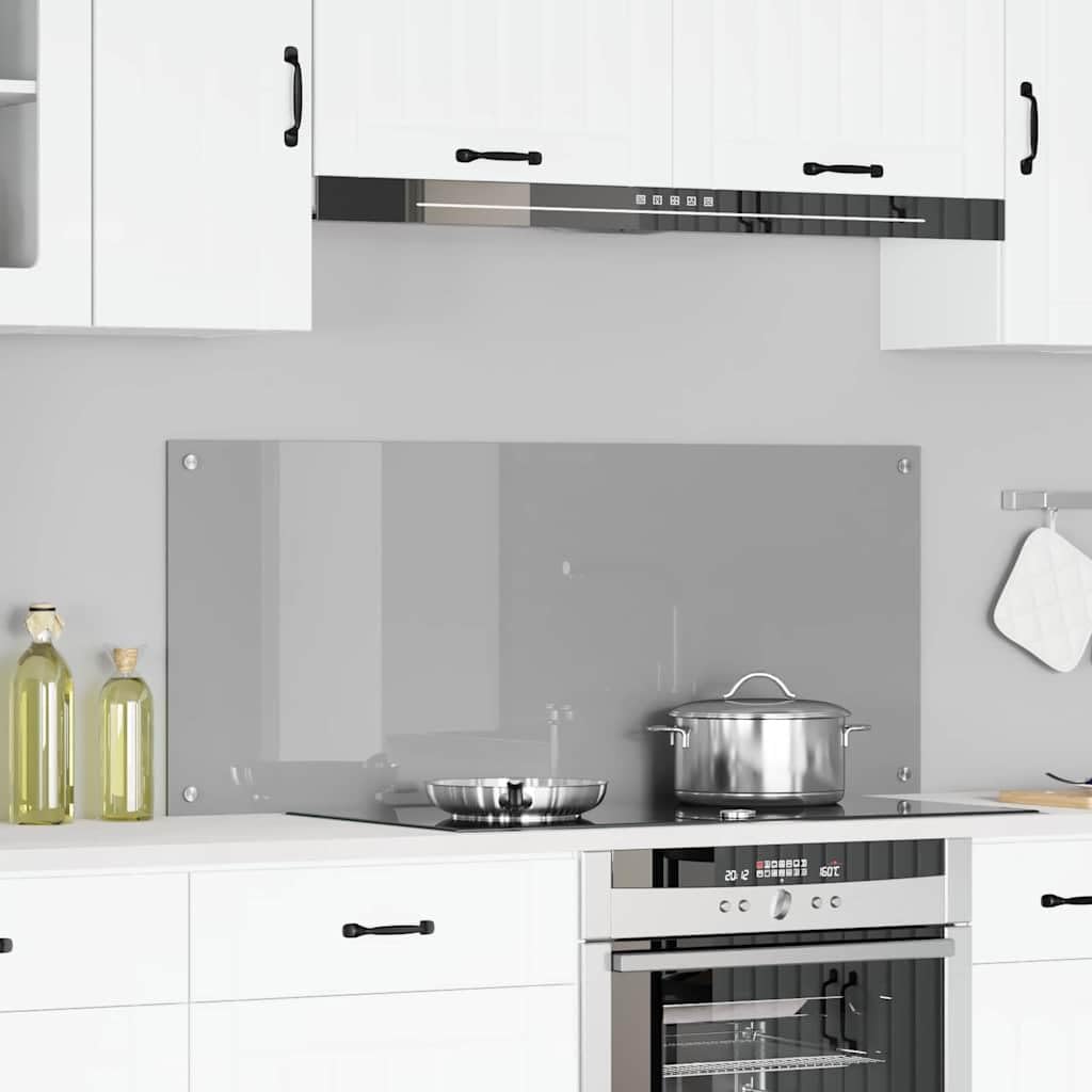 vidaXL Przód kuchenny Jasnoszary 120 x 50 x 0,6 cm szkło hartowane, Nowoczesny backsplash do kuchni, wytrzymała, odporna na ciepło osłona, minimalistyczna panel ochronny