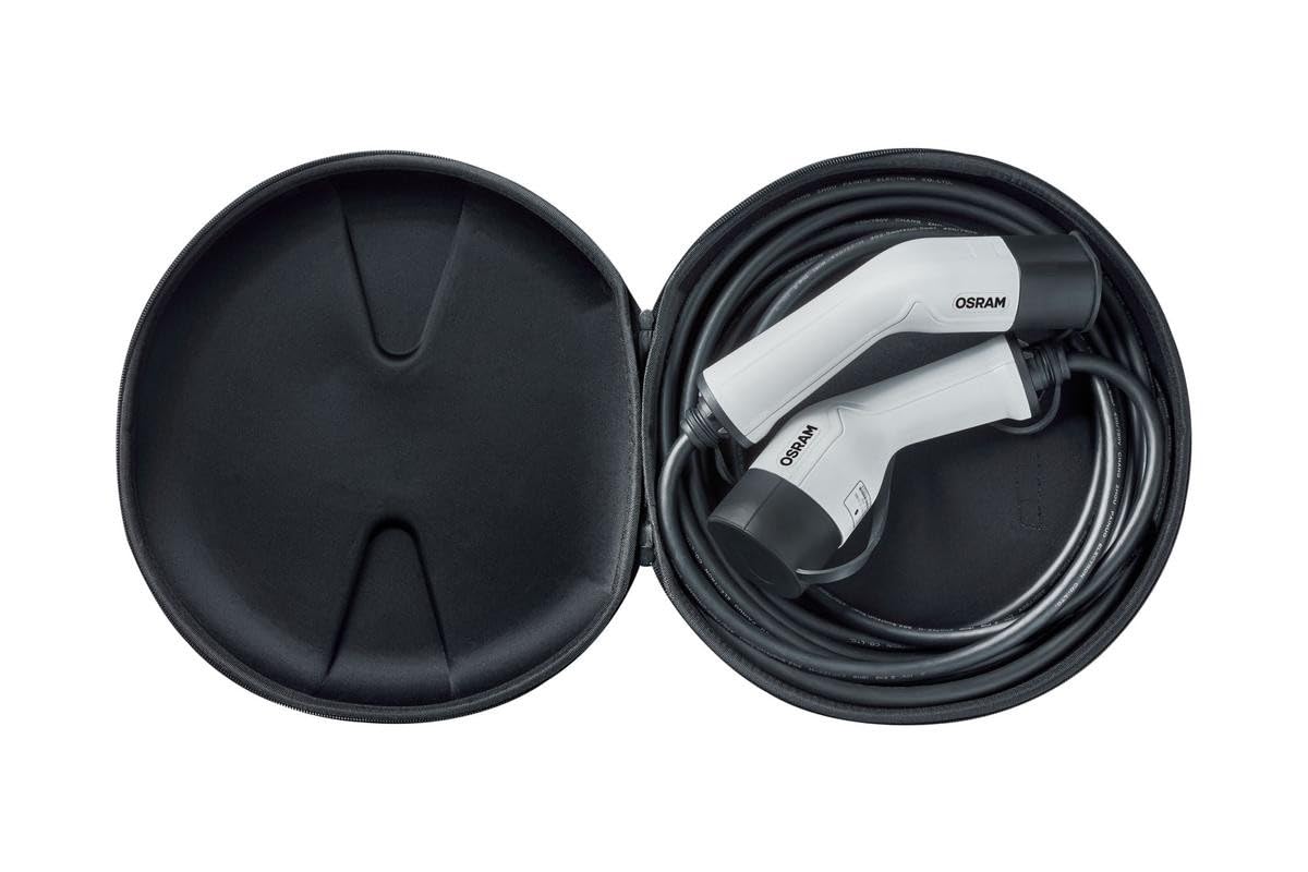 OSRAM BATTERYcharge 7PIN | 1PHASE, câble de charge pour voitures électriques, compatible avec véhicules de typ 2 & les points de charge 32A 1-phase de type 2 avec taux de charge de 32A jusqu'à 7.2kWh