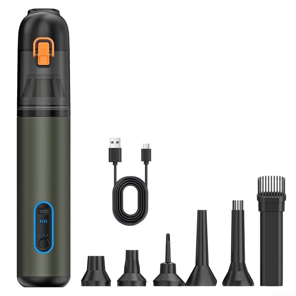 Aspirapolvere Auto Portatile 20000Pa con 6000mAh, Aspiratore Manuale Cordless per Interni, Soffiatore Multifunzione Silenzioso 65dB, Kit Accessori Completi 17x10cm