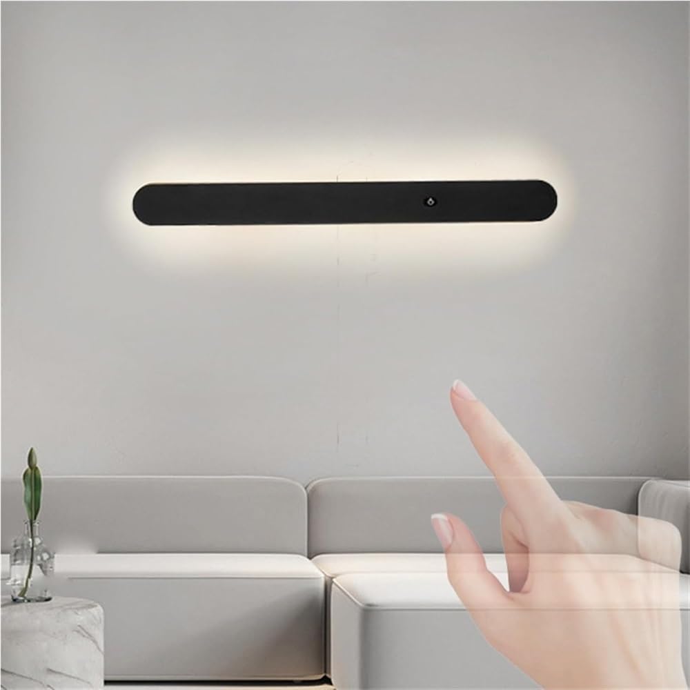 HCZKIUJY Modern Wall Sconce with Touch Switch - Acrylic Aluminum Round Reading Lamp for Indoor Use, Kitchen, Wardrobe, and Cabinet (White Light-60cm)