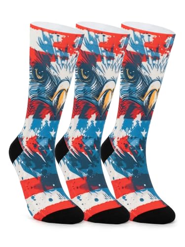Image of Novelty Crew Socks for Unisex Wild Side with These Eye-Popping Prints 3 Pairs One Size