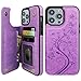Vaburs Compatible with iPhone 14 Pro Max Case Wallet with Card Holder,Embossed Butterfly Pattern PU Leather Double Buttons Flip Protective Shockproof Cover for Magnetic Car Mount 6.7 Inch (Purple)