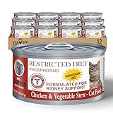 Dave's Pet Food Cat Kidney Support (Chicken & Vegetable Stew) - Low Phosphorus & Low Protein Wet Canned Cat Food for Renal Health - No Prescription Needed - 3 oz (Case of 12)​