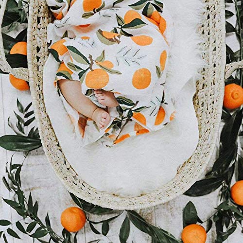 Baby Muslin Swaddle Blankets Soft Neutral Cotton Blend Bamboo Fiber Receiving Blanket Bathing Towel Boy Girl Unisex Toddler Infant Newborn 47 X 47 Inches (Orange) #TOP5