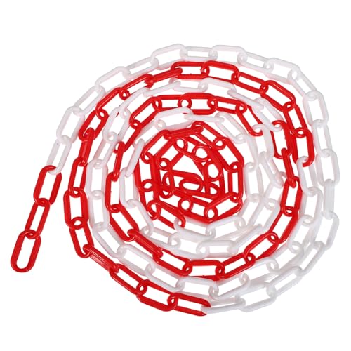 CIYODO Cadena de Advertencia de Plástico 6 Mm Rojo, 25 Metros, Barrera de Seguridad para Control de Multitudes y Estacionamiento, Cadena Resistente para Obras de Construcción