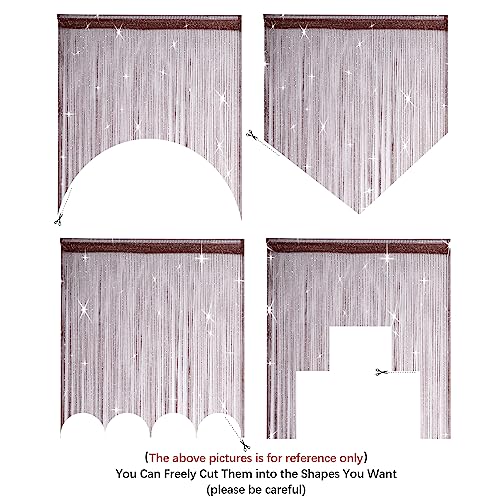 【20パック】HYSENM ストリングカーテン ひものれん 2枚入り 100x200cm 11色選べる 色褪せなく 目隠し ラメ入り 間仕切り プライバシー確保 キラキラ光る 高密度 インテリア, ブラウン 100x200cm Product Name [3]