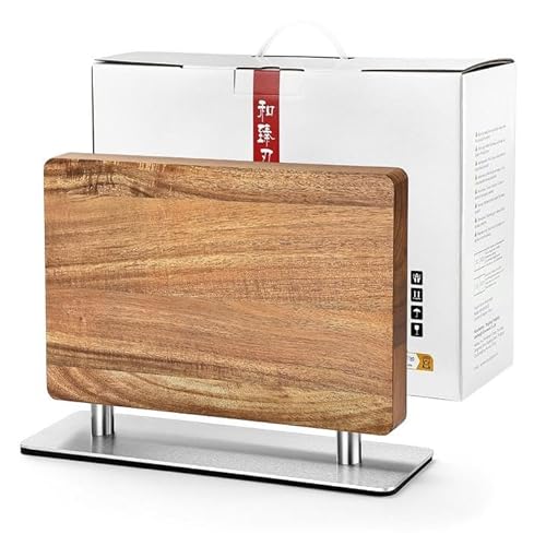 Fuerte bloque magnético de doble cara para cuchillos sin cuchillos, con madera de acacia + base de acero inoxidable 430, soportes universales magnéticos con fuertes imanes mejorados, organizador