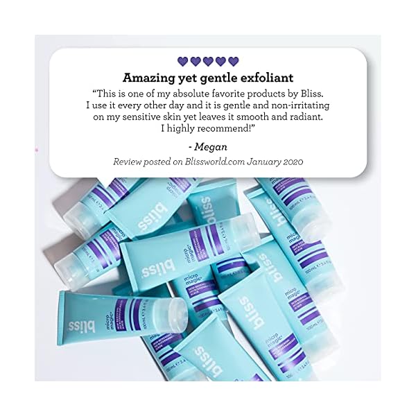 bliss Micro Magic | Skin-renewing Microdermabrasion Scrub | Straight-from-the-Spa | Tightens Pores & Brightens Skin | Paraben Free, Cruelty Free | 3.4 fl oz